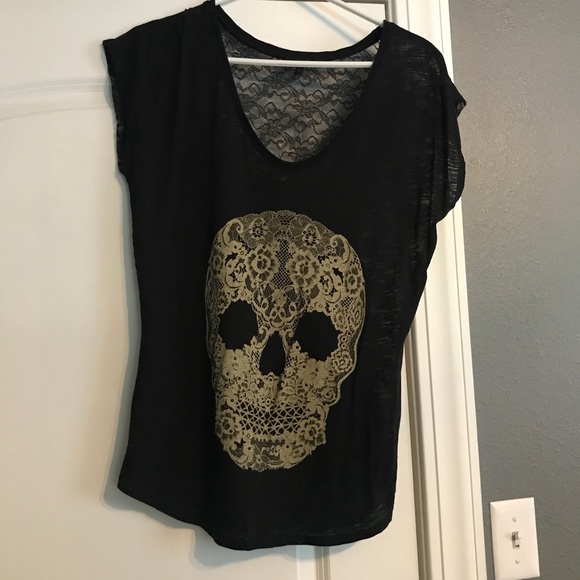 Express Tops - Embellished Skull Top Express Tops - Embellished Skull Top